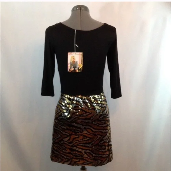 BETSEY JOHNSON BLACK and SILVER GOLD SEQUIN DRESS